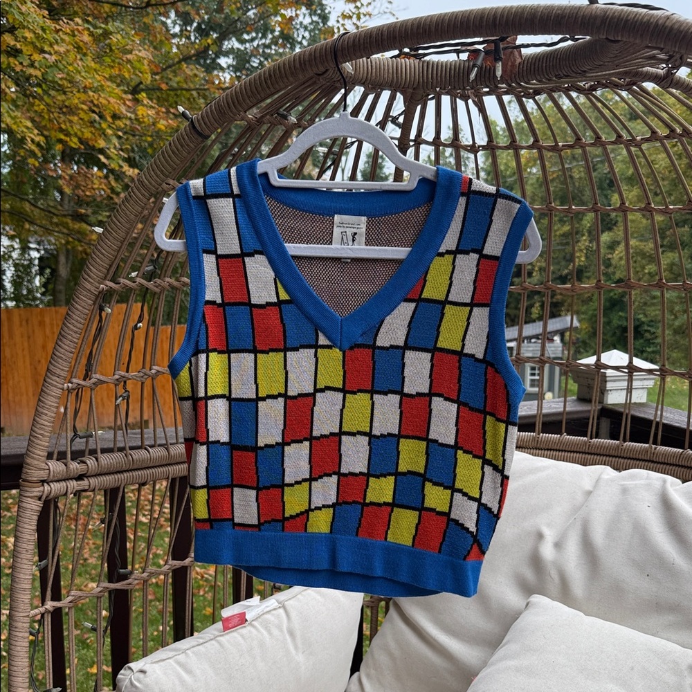 Fashion Brand Company Colorful Checkered Knit Top